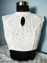 White Halter Neck Hakoba Blouse || Keyhole Cut back 